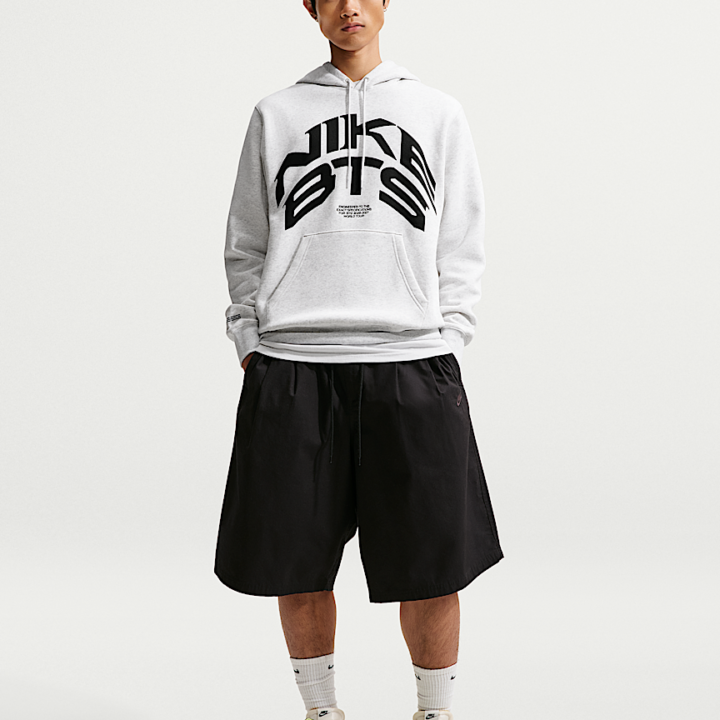 BTS x Nike white hoodie official full front model view