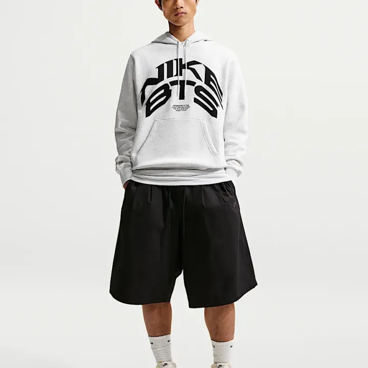 BTS x Nike white hoodie official full front model view