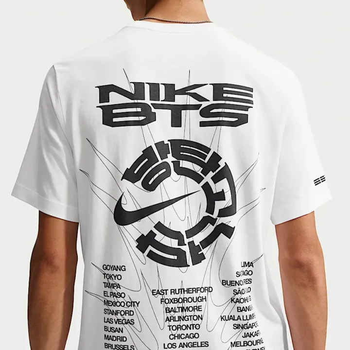 BTS x Nike white T-shirt official back graphic close-up