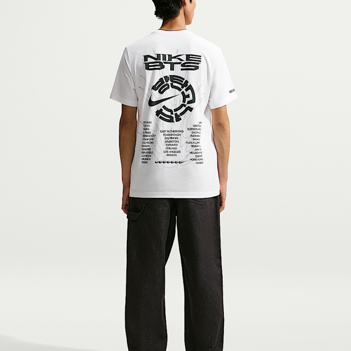 BTS x Nike white T-shirt official full back model view