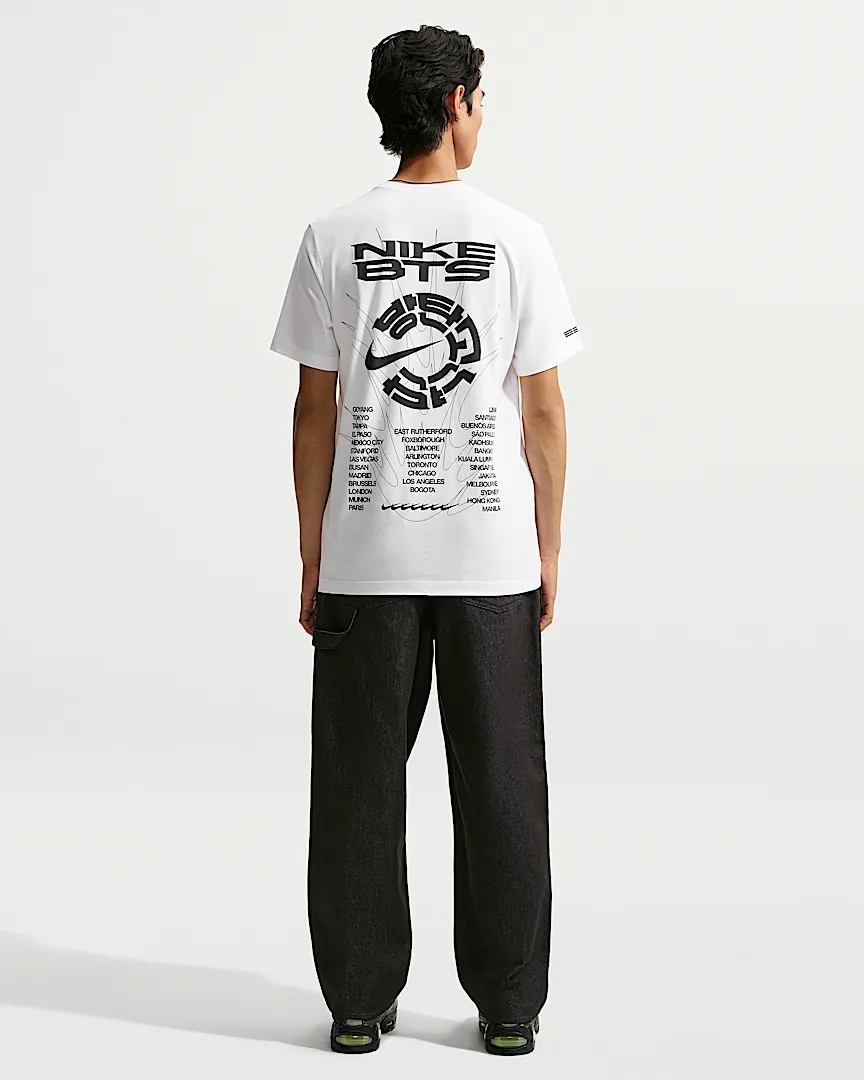 BTS x Nike white T-shirt official full back model view