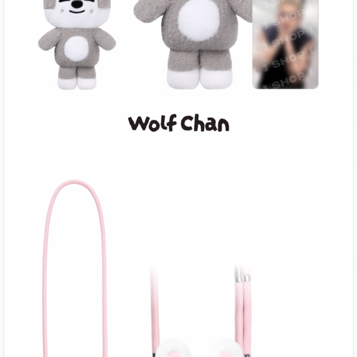 SKZOO Plush Cross Bag and photocard set Wolf Chan and Leebit official designs from Stray Kids RUN IT Seoul
