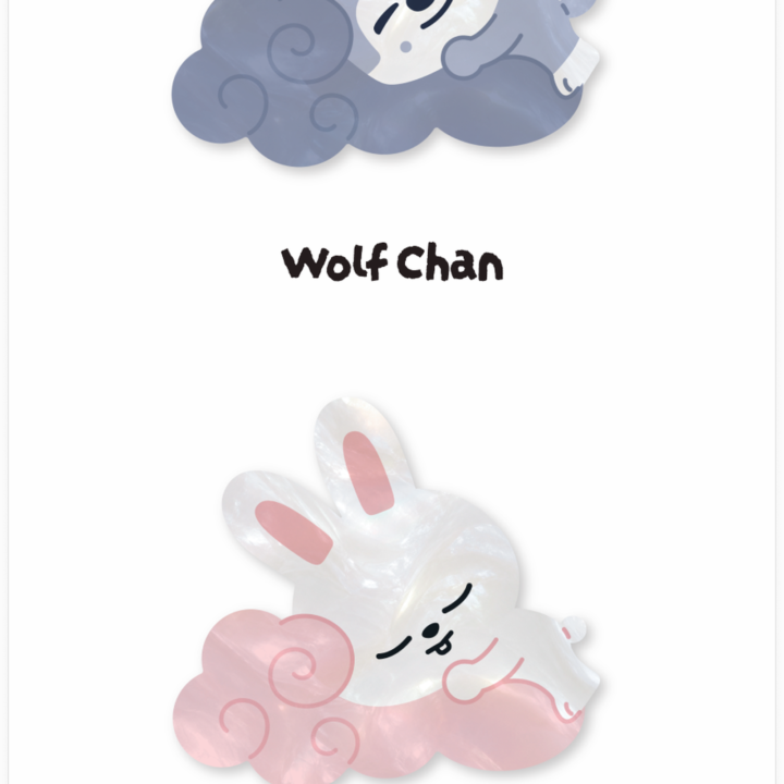 SKZOO acrylic hair clip Wolf Chan and Leebit official designs from Stray Kids RUN IT Seoul