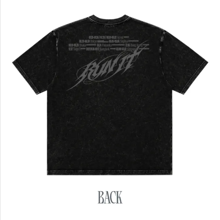 Stray Kids World Tour RUN IT Seoul T-shirt official back view with tour graphic