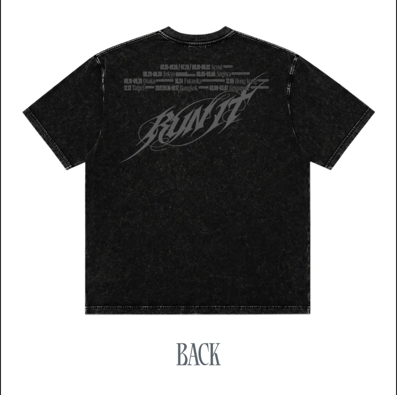 Stray Kids World Tour RUN IT Seoul T-shirt official back view with tour graphic
