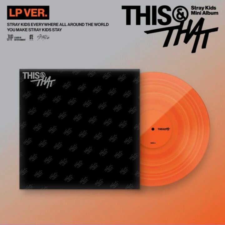 Stray Kids THIS & THAT LP Ver. official orange vinyl and jacket view