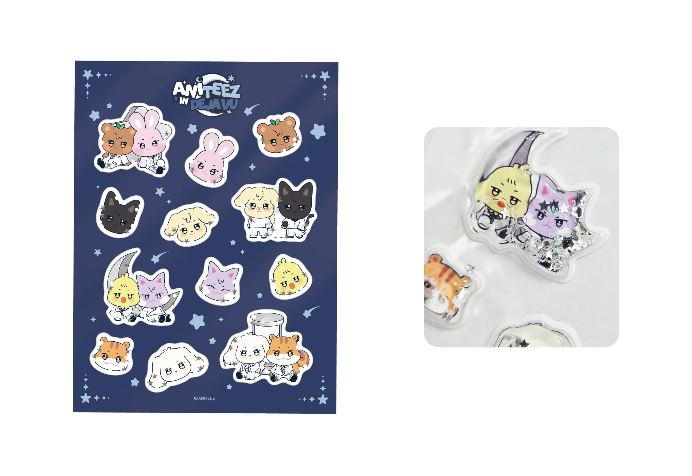 ATEEZ ANITEEZ in Dejavu Water 3D Sticker sheet and liquid-filled sticker detail