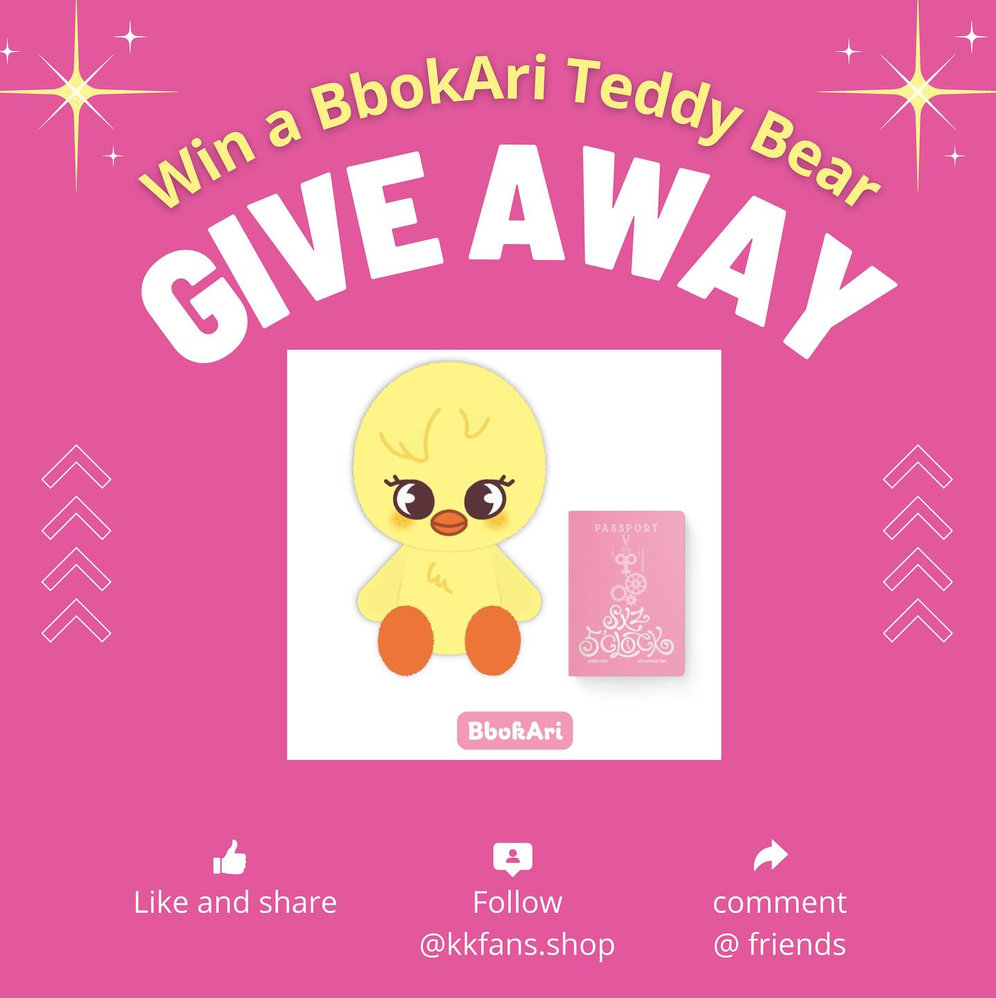 KK Fans SKZOO BbokAri teddy bear giveaway graphic