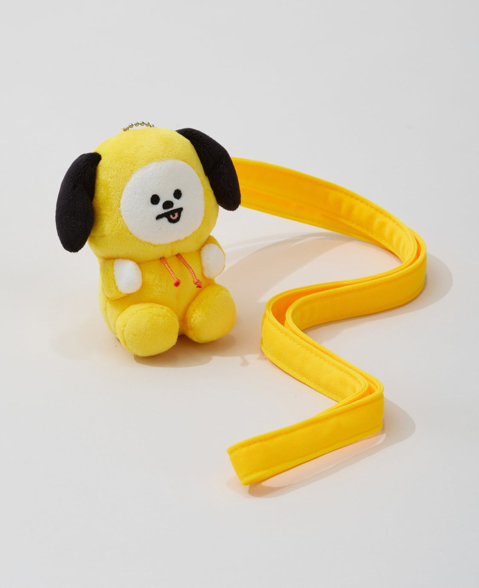 BT21 Travel CHIMMY plush holder keyring with matching yellow shoulder strap
