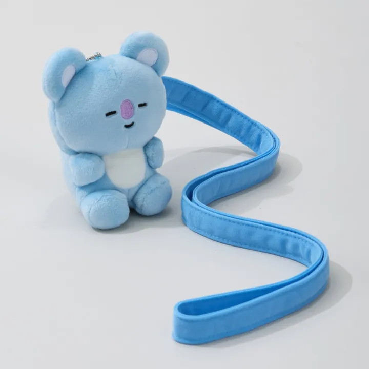 BT21 Travel KOYA plush holder keyring with matching blue shoulder strap