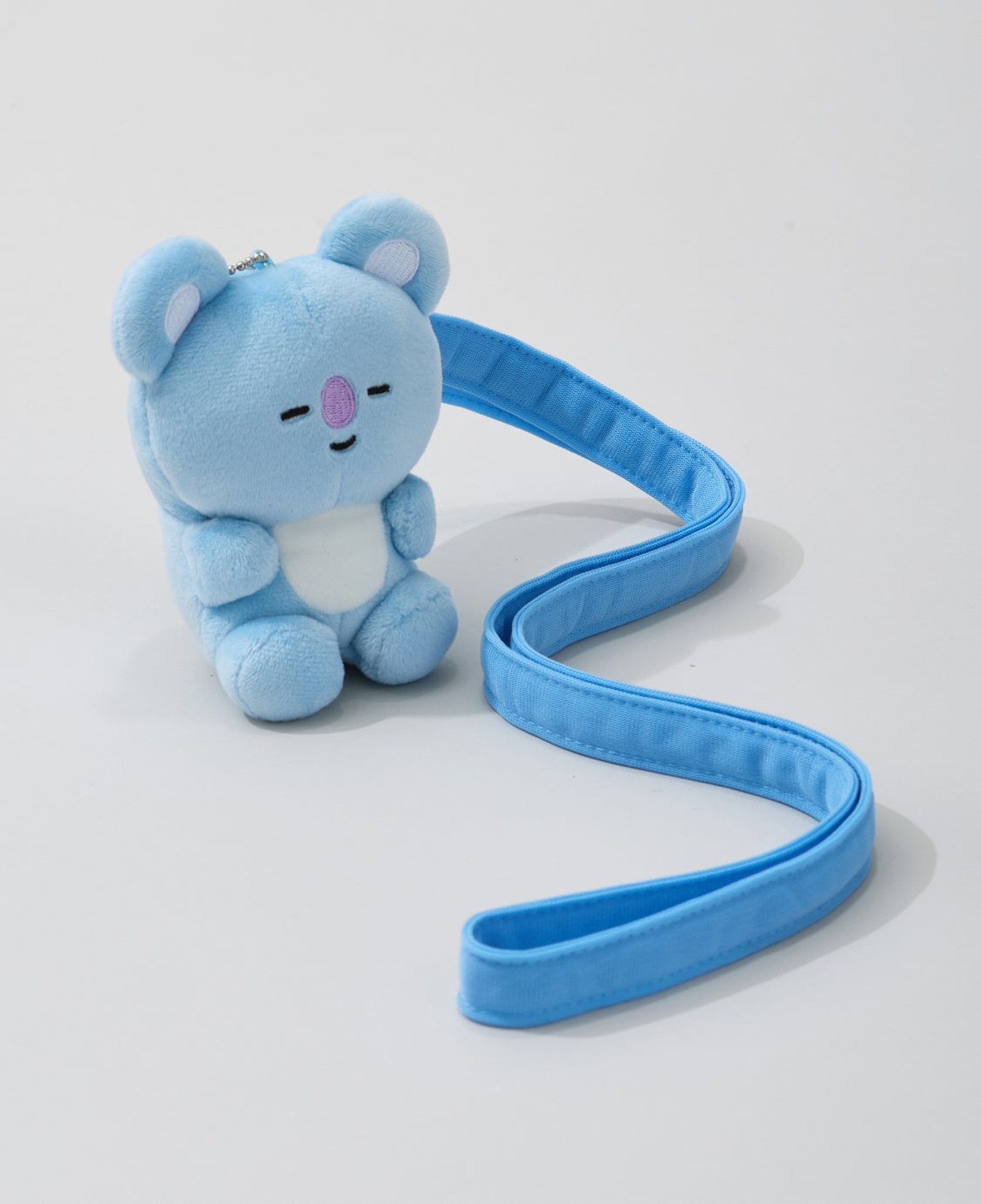 BT21 Travel KOYA plush holder keyring with matching blue shoulder strap