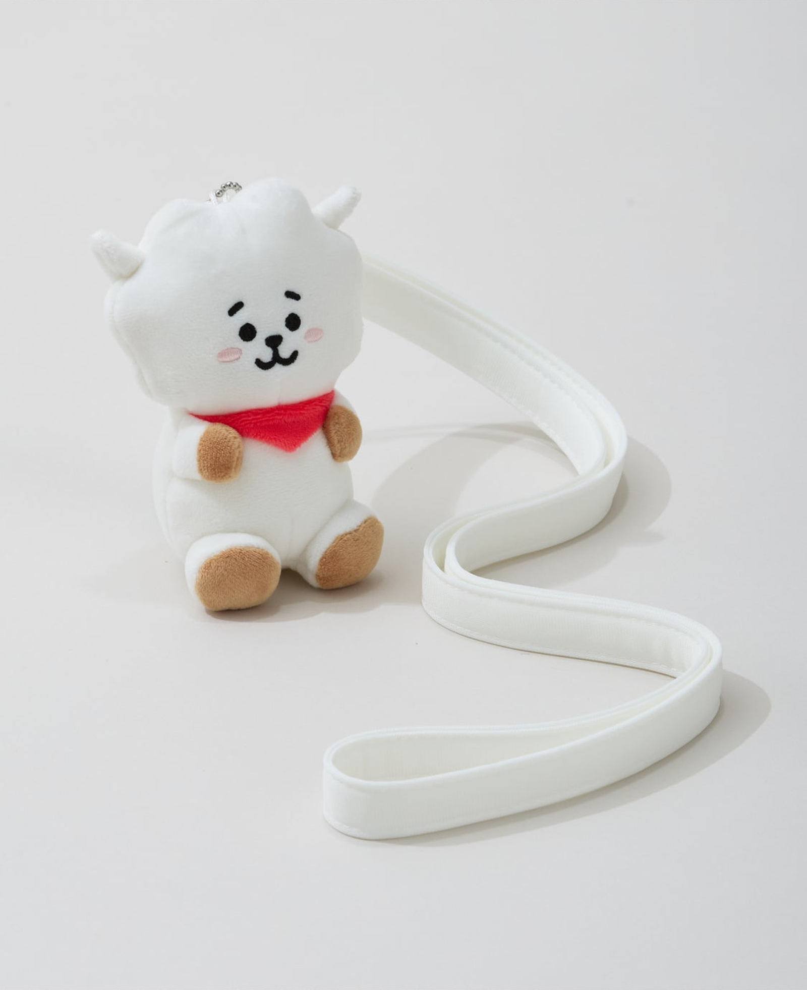 BT21 Travel RJ plush holder keyring with matching white shoulder strap
