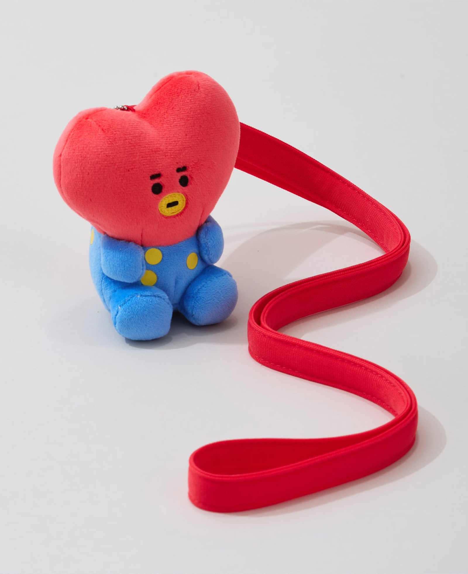 BT21 Travel TATA plush holder keyring with matching red shoulder strap