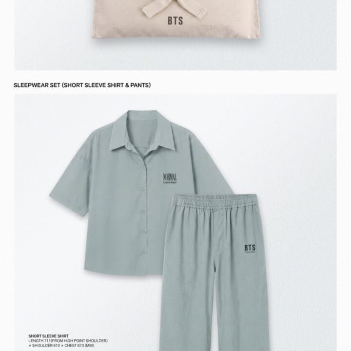BTS ARIRANG NORMAL Calvin Klein Sleepwear official short sleeve shirt and pants set