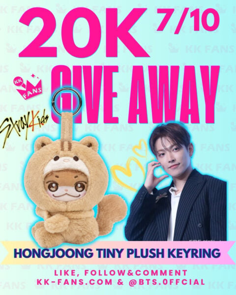 KK Fans 20K Giveaway #7 featuring a Hongjoong Tiny Plush Keyring and photocard