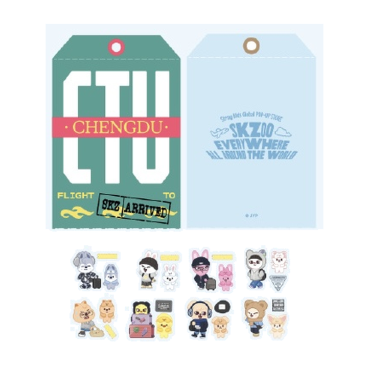 [PREORDER] Stray Kids SKZOO Luggage Tag and Sticker Set – SKZOO Everywhere All Around The World China – Chengdu Exclusive