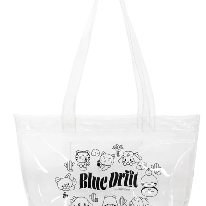 ATEEZ 8th Anniversary BLUE DRIFT Clear Shopper Bag front with complete handles and black character artwork