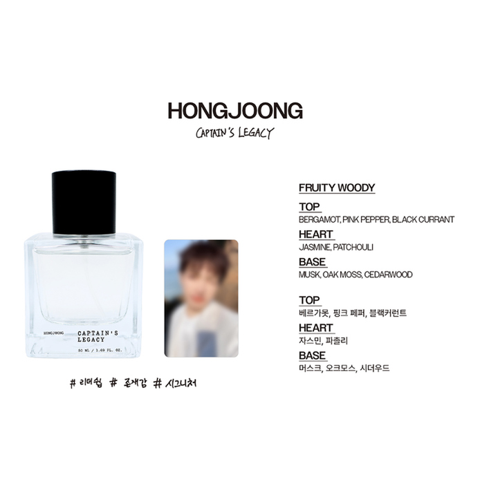 ATEEZ 8th Anniversary BLUE DRIFT HONGJOONG Limited Perfume perfume bottle, official photocard preview and fragrance notes