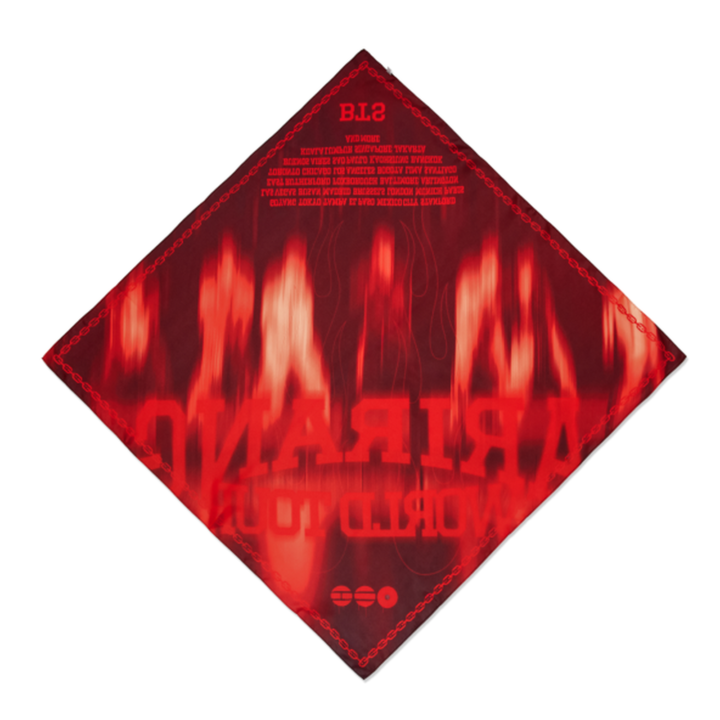 BTS World Tour ARIRANG 2nd Drop Scarf, back of the same scarf shown flat