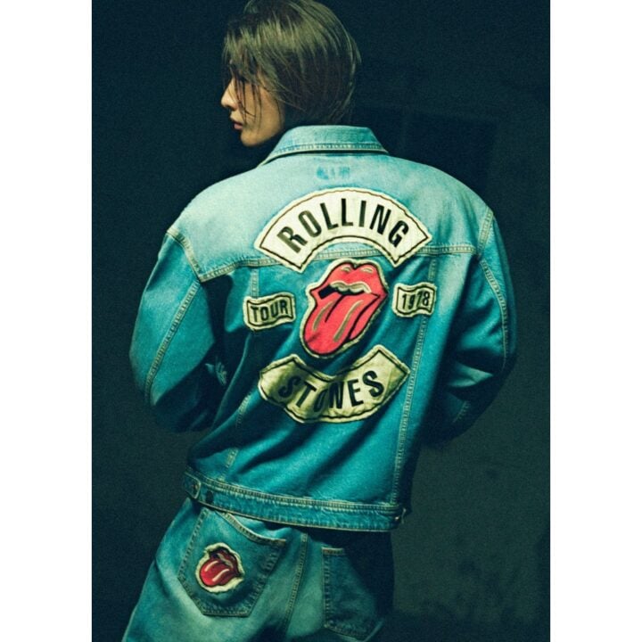 [IN STOCK] Hyunjin Guess Jeans Collab – Rolling Stones Denim Trucker Jacket