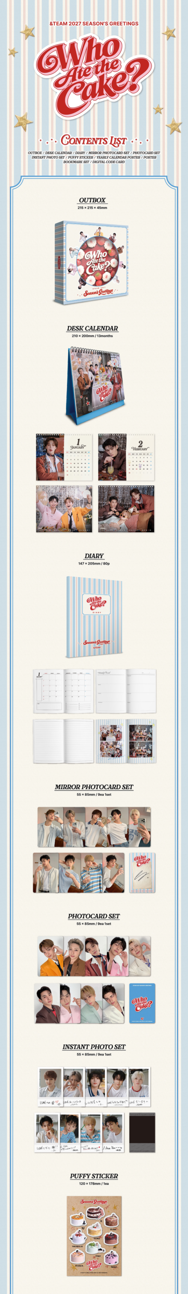 &TEAM calendar, diary, photocard sets, instant photos and puffy sticker