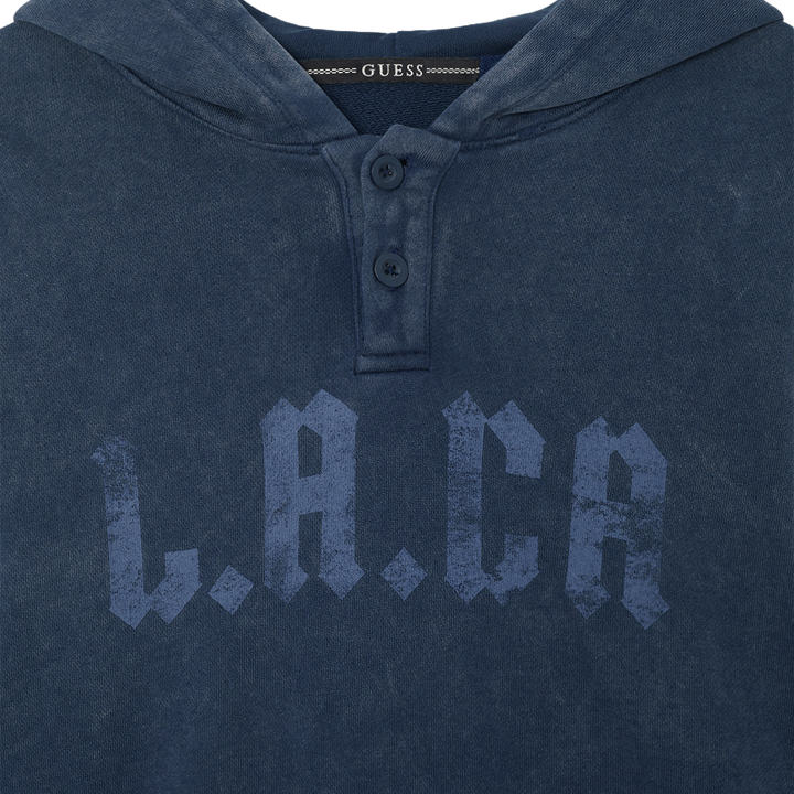 [IN STOCK] Hyunjin Guess Jeans Collab – LA-CA Hoodie – Dark Blue - Image 4