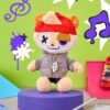 Gliddy plush wearing a gray jacket, red cap and chain accessory; plush doll not included