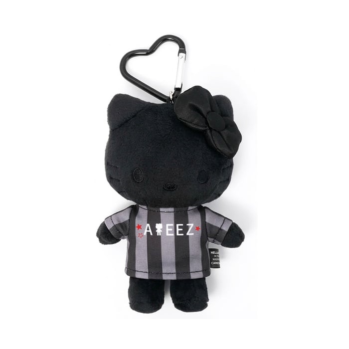 Front view of the ATEEZ × HELLO KITTY plush keyring